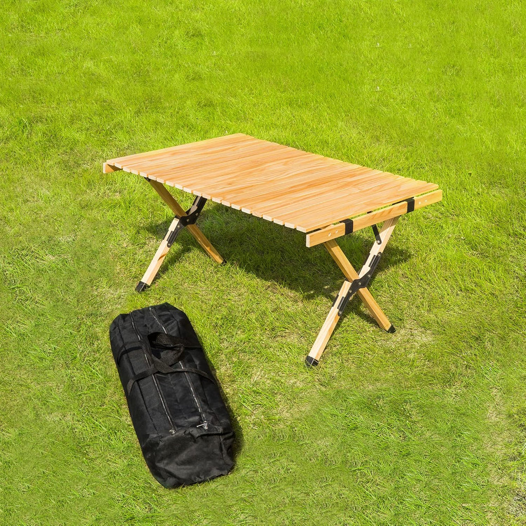 4ft Folding Low Height Portable Wooden Outdoor Picnic Table with Carry Bag M354806