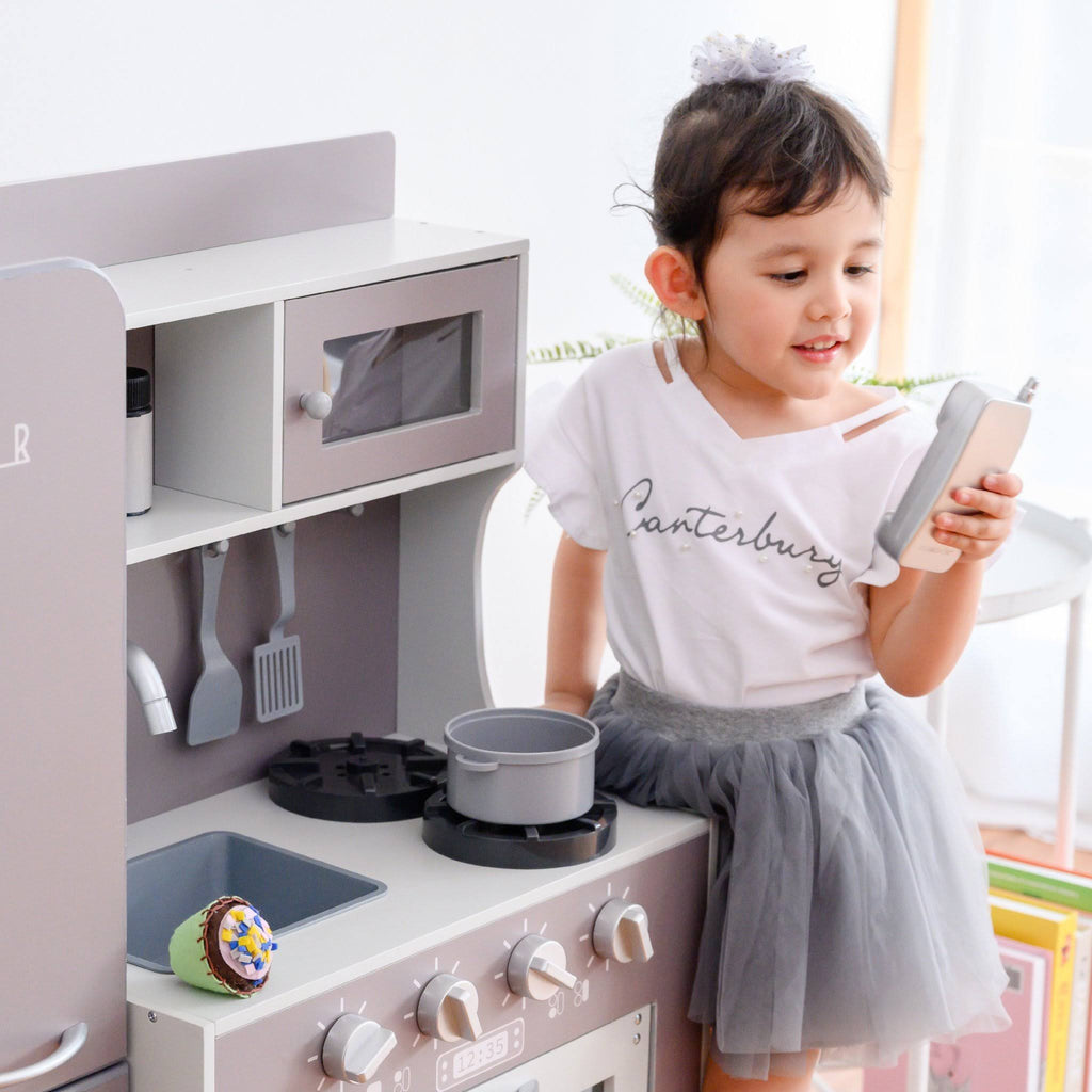 Gray Kids Play Kitchen with Cookware P646