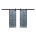 12-Panel Gray Painted Wood Sliding Door with Installation Hardware Kit W1862