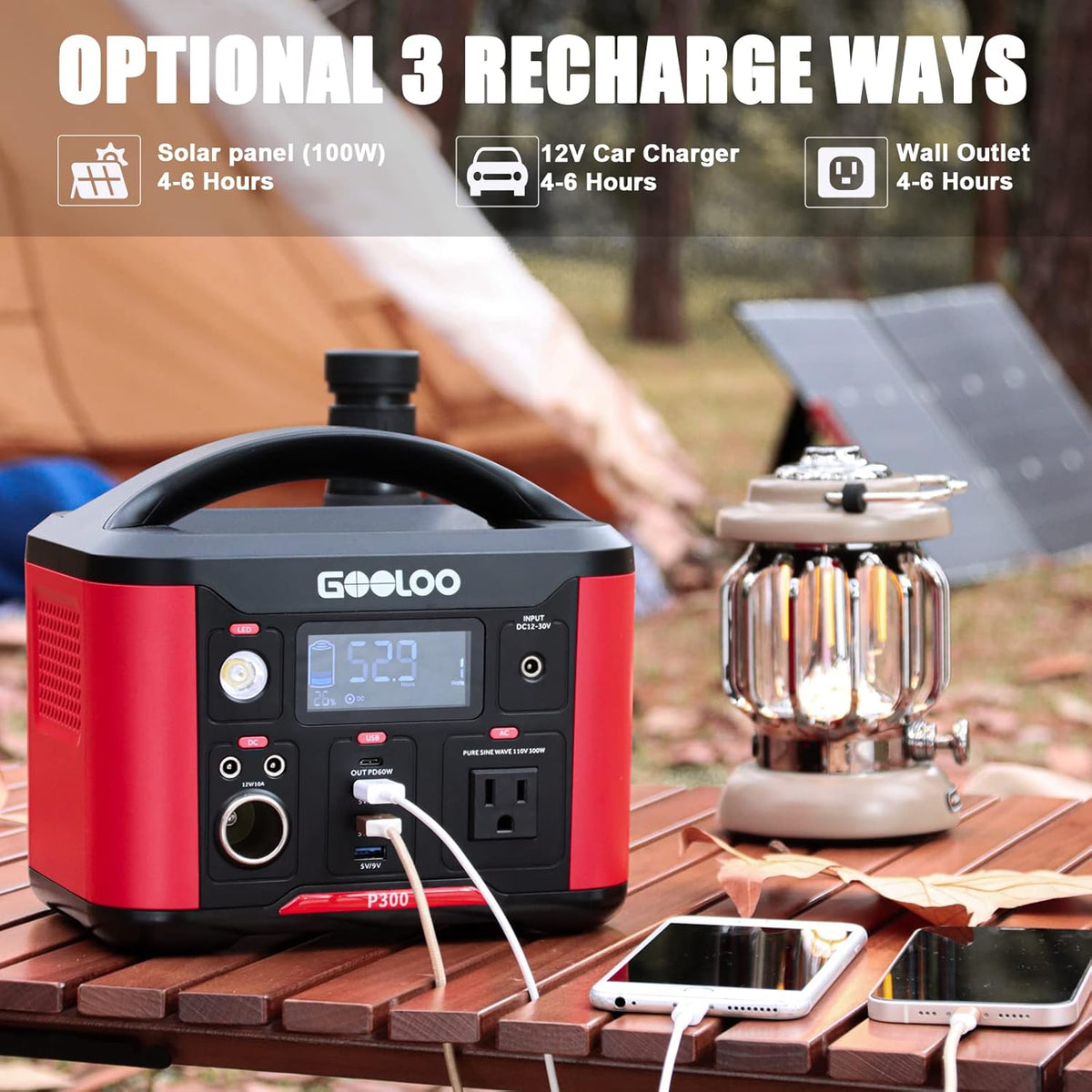 Portable Power Station 626Wh 600W AC Outlets Lithium Battery I77621