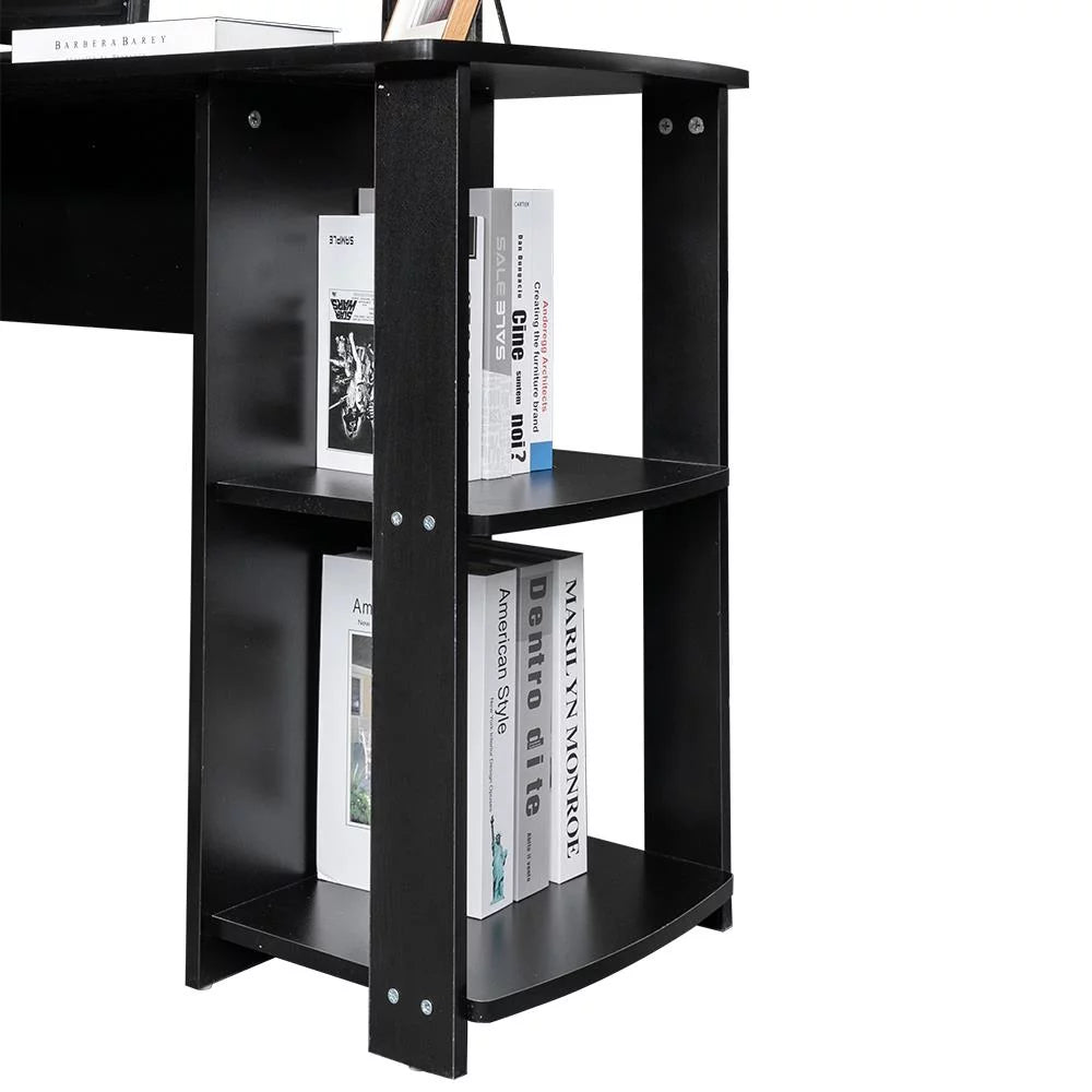 L-Shaped Computer Desk with Bookshelves E907624