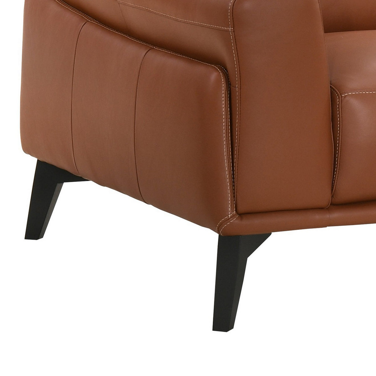 Pink Leather Upholstered Sofa with Track Arms and Contrast Stitching K8053