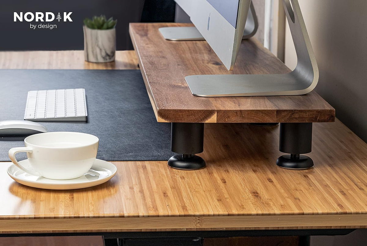 Large Dual Monitor Riser Hardwood Acacia Computer Riser C472571