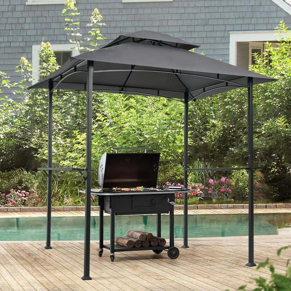 Grey Outdoor Grill Gazebo with Steel Frame M56579