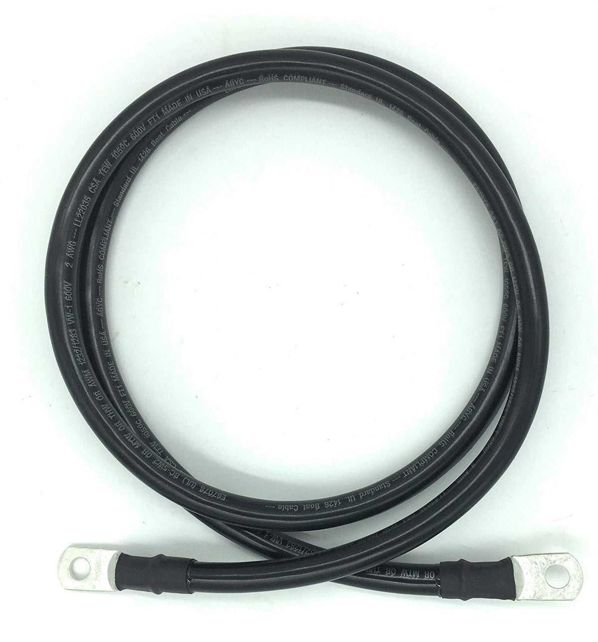 2 AWG Marine Grade Battery Cables with 3/8” Lugs Pack of 2 T550268