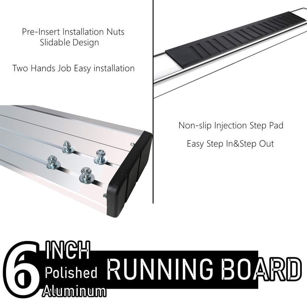 6 Inch Chrome Running Boards Side Step Rails B634