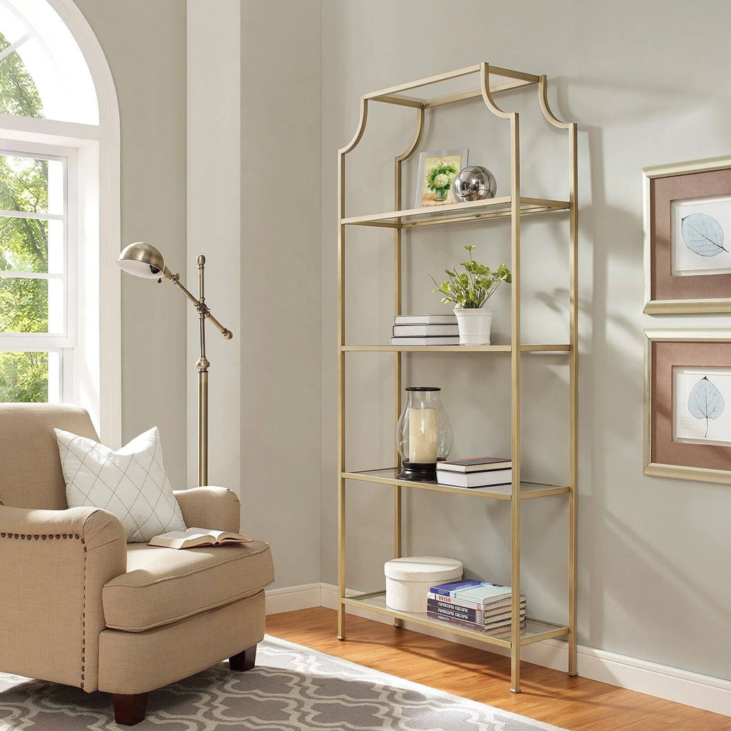 4 Shelf Glass Metal Etagere Bookcase W912