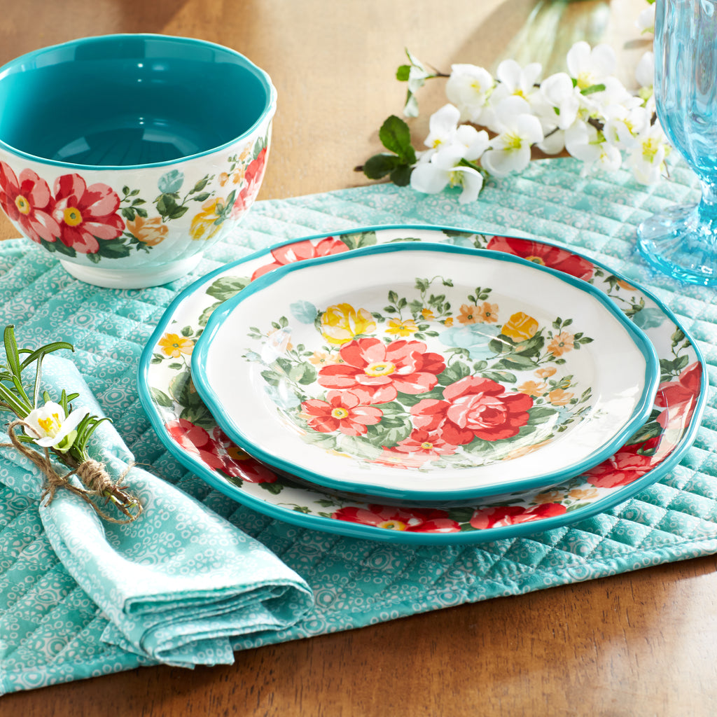 12 Piece Vintage Floral Dinnerware R322193