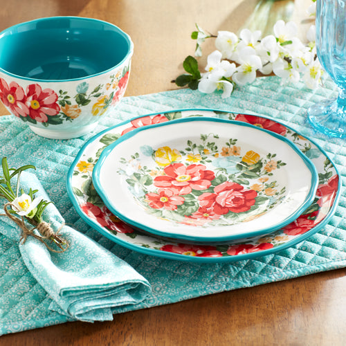 12 Piece Vintage Floral Dinnerware R322193