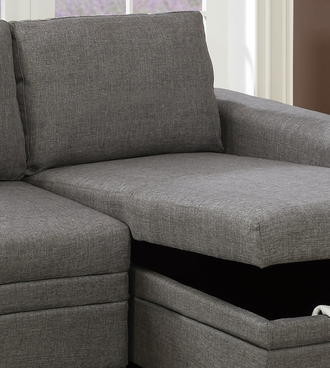 Convertible Sectional Sofa Pull out Bed Couch Storage Chaise P694