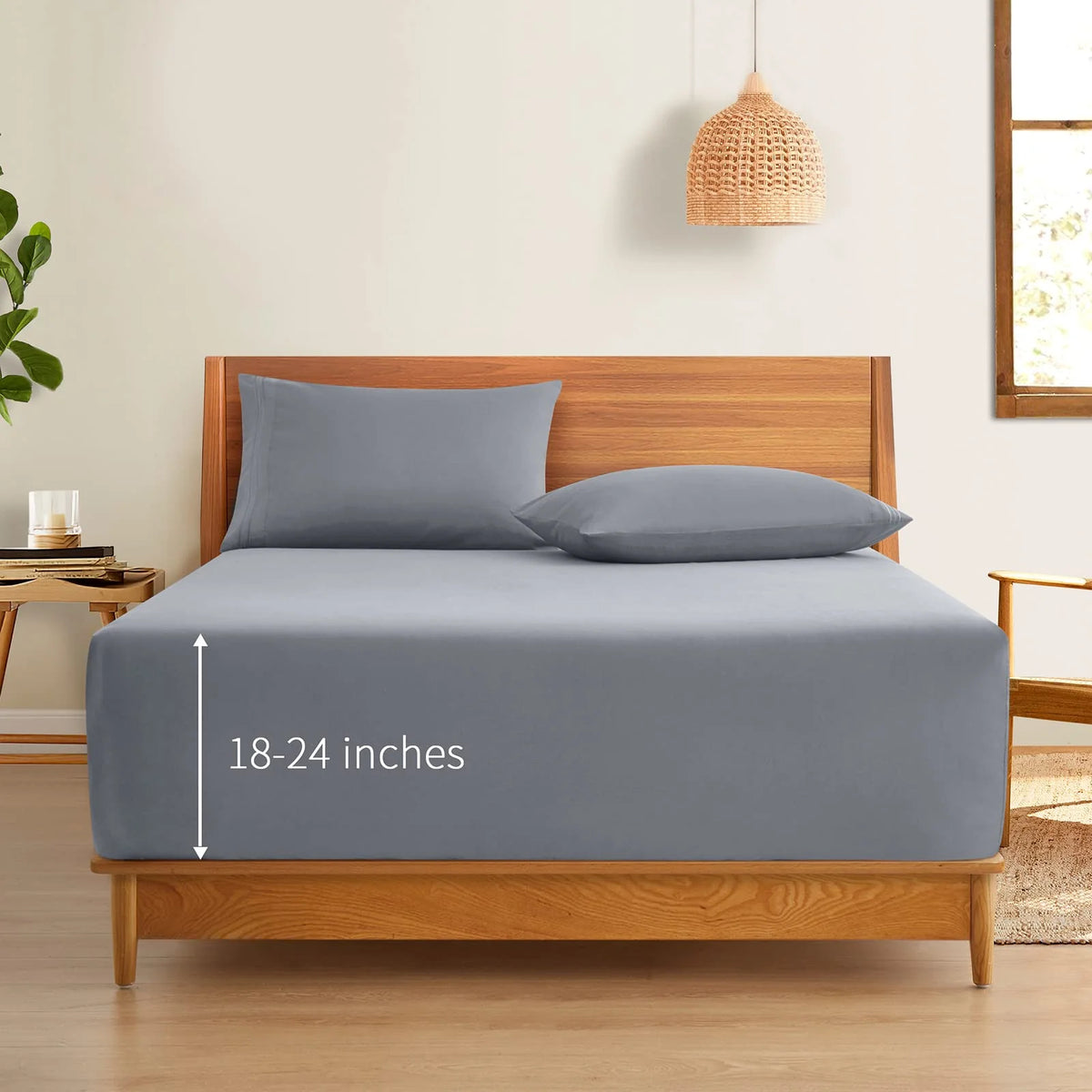 Queen Size 24 Inch Deep Pocket Microfiber Fitted Sheet B810953