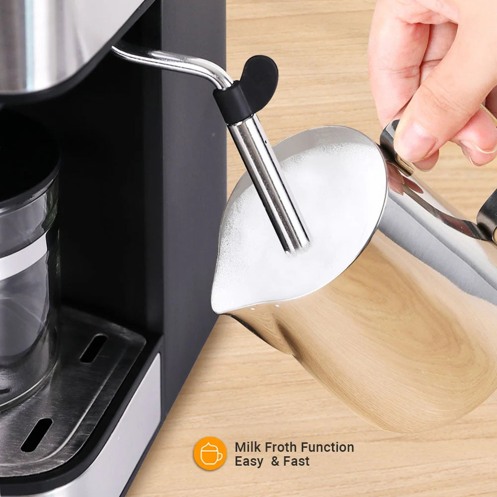 Black 1-4 Cup Steam Espresso Machine with Milk Frother Z681
