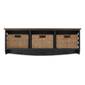 Black and Walnut Wood Floating Wall Shelf with Hook J29975