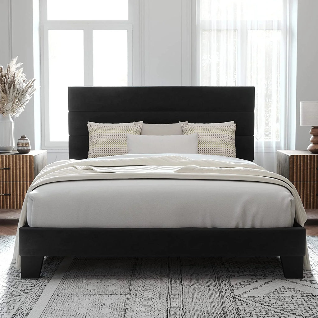 Full Size Velvet Upholstered Platform Bed Frame K364894