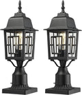 Set of 2 Cast Aluminum Outdoor Post Lights with Pier Mount Adapter E2630