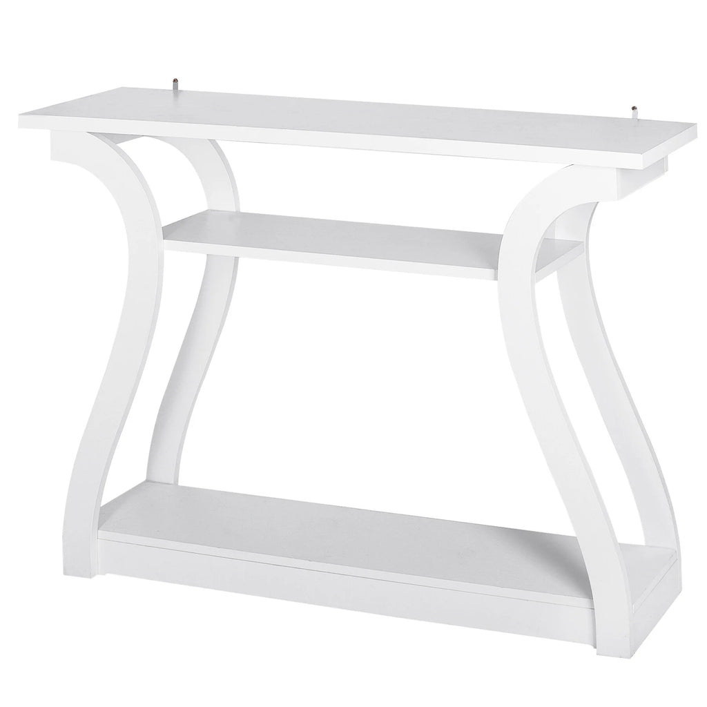 White Curved 3-Tier Console Table E507151