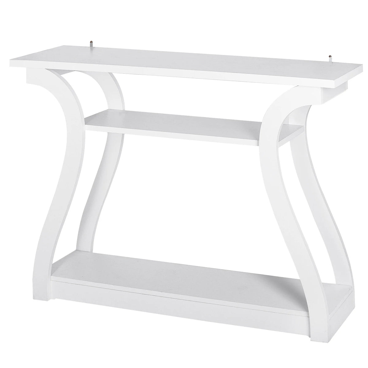 White Curved 3-Tier Console Table E507151