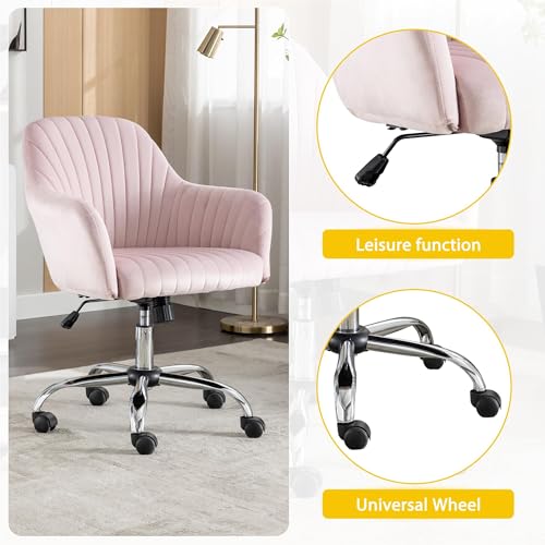 Green Velvet Swivel Rolling Vanity Desk Chair with Back and Wheels J997