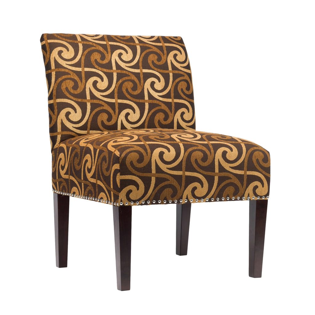Brown Geometric Accent Chair V6930