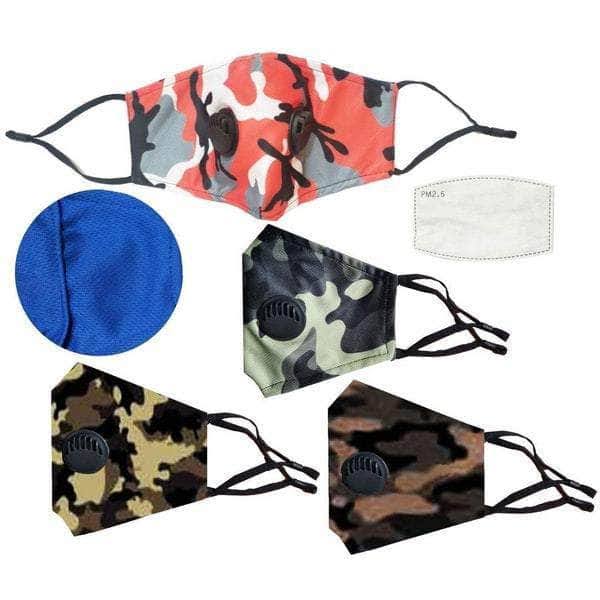 Camo Style Cloth Masks with Filter Case Pack 36 Q484510