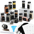14 Pcs Glass Spice Jars with Shaker Lids and Airtight Metal Caps W252