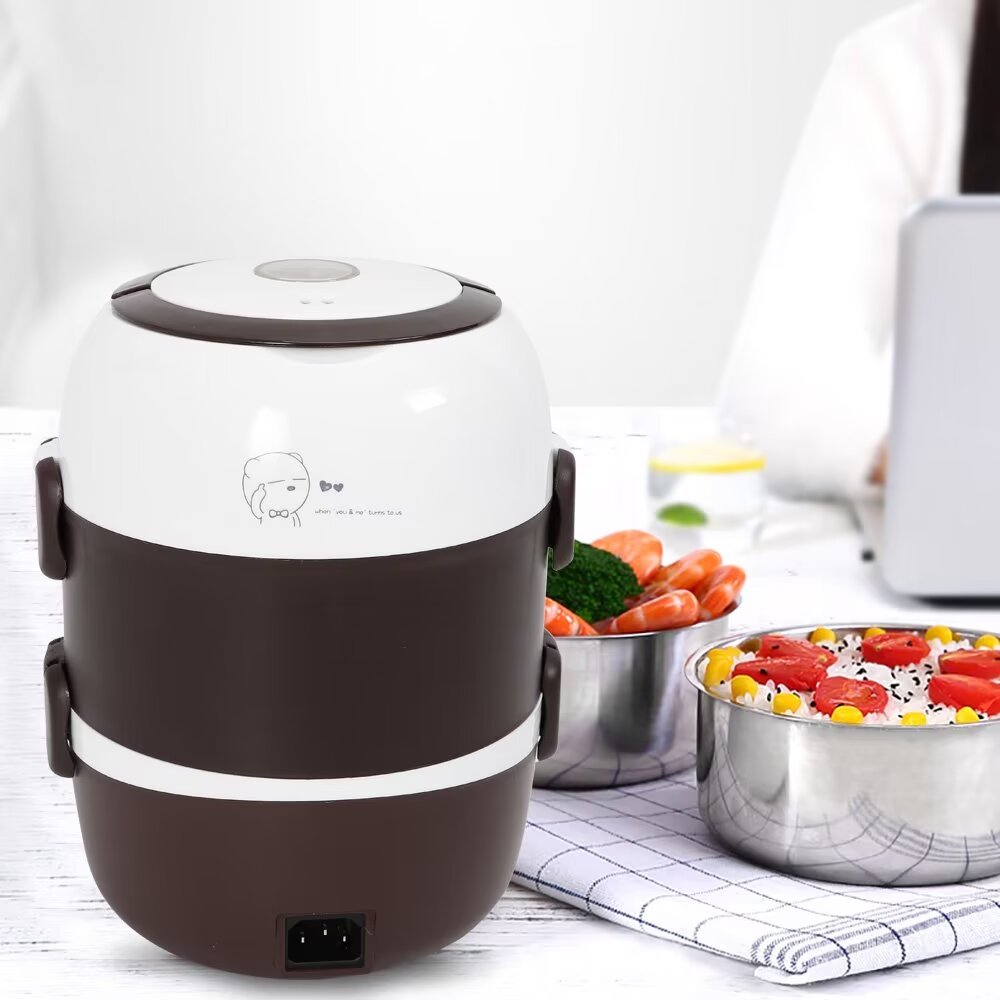 3 Layers 2L Electric Lunch Box Rice Cooker Stainless Steel E615