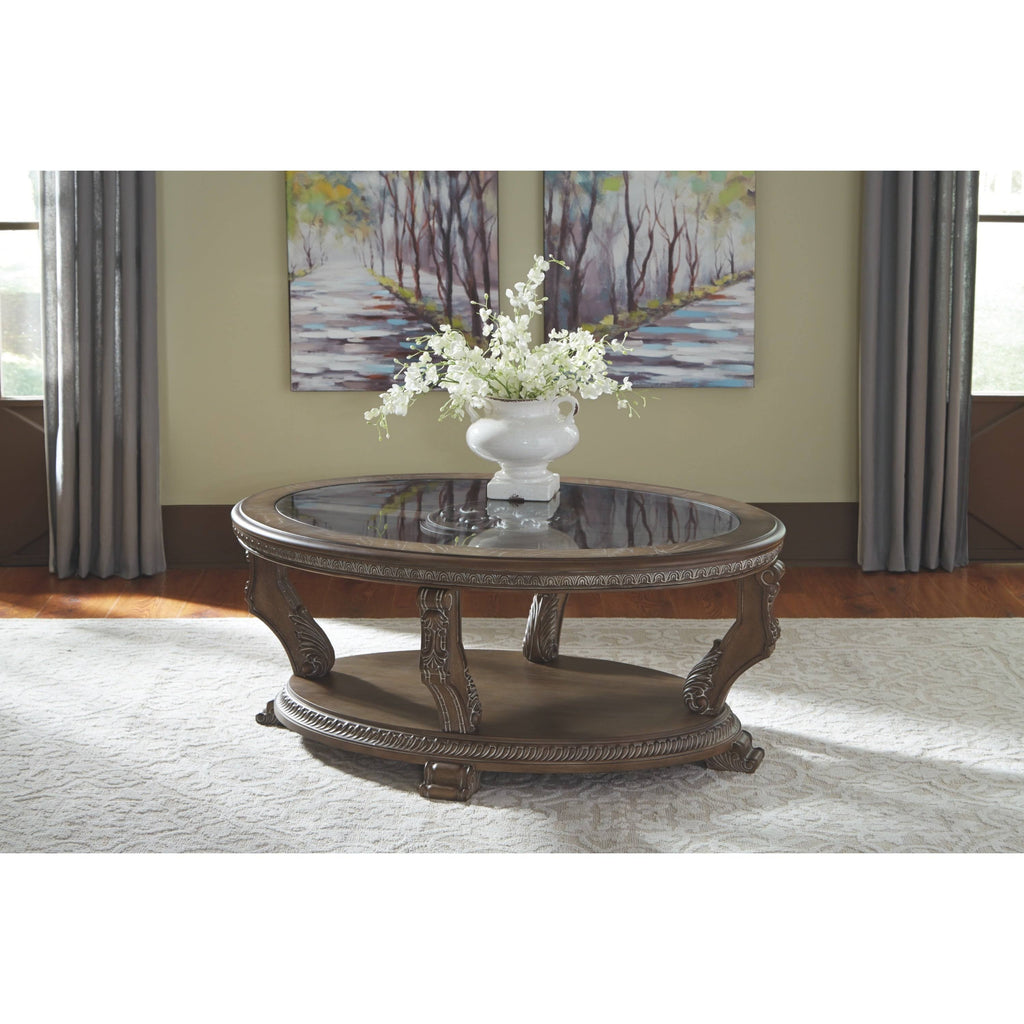 Brown Oval Cocktail Table X2729