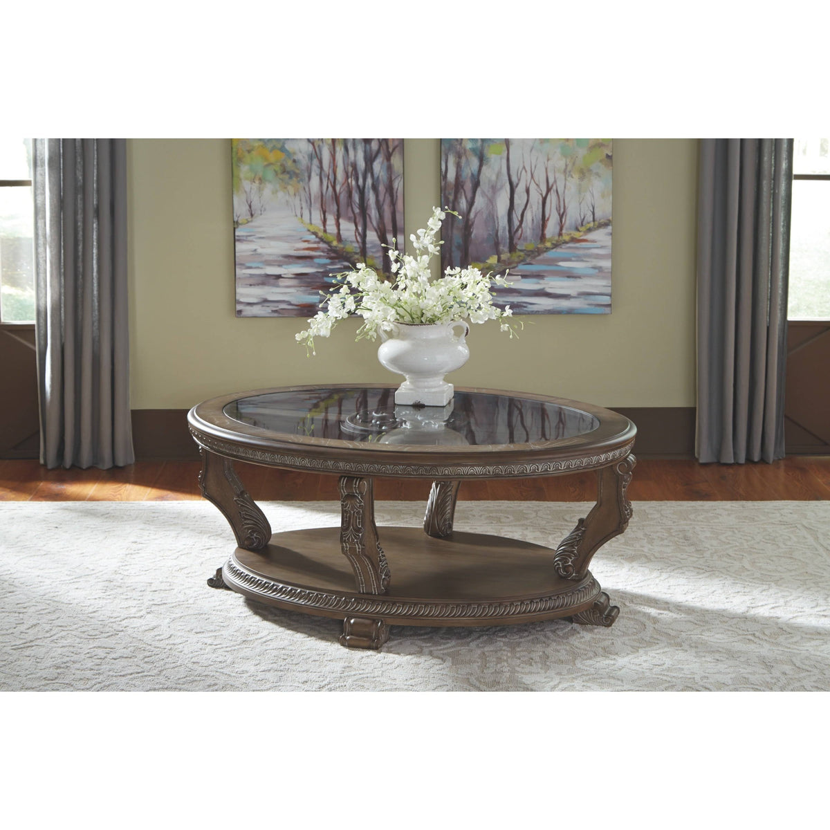 Brown Oval Cocktail Table X2729
