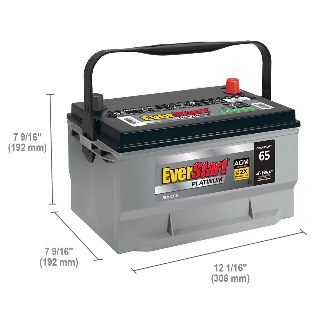 AGM Battery Group Size 65 12 Volt 750 CCA R8914