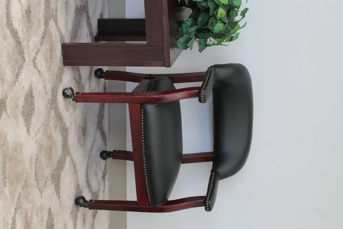 Black Faux Leather Executive Mobile Guest Chair S671