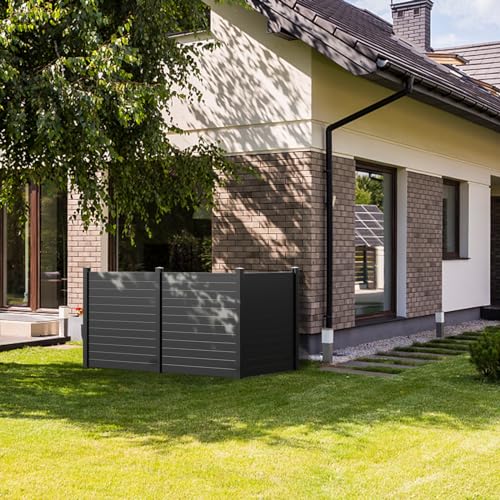 48"W X 48"H Black Vinyl 3 Panel Fence Screen I410