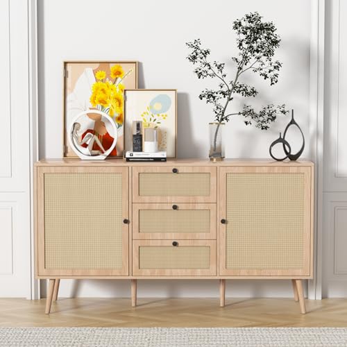 Rattan Sideboard Cabinet with 2 Doors and 3 Drawers G45825