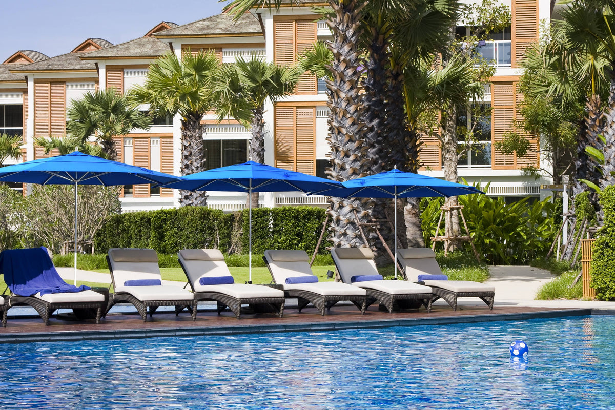 Navy Aluminum Pole Market Umbrella with Push Lift I450583