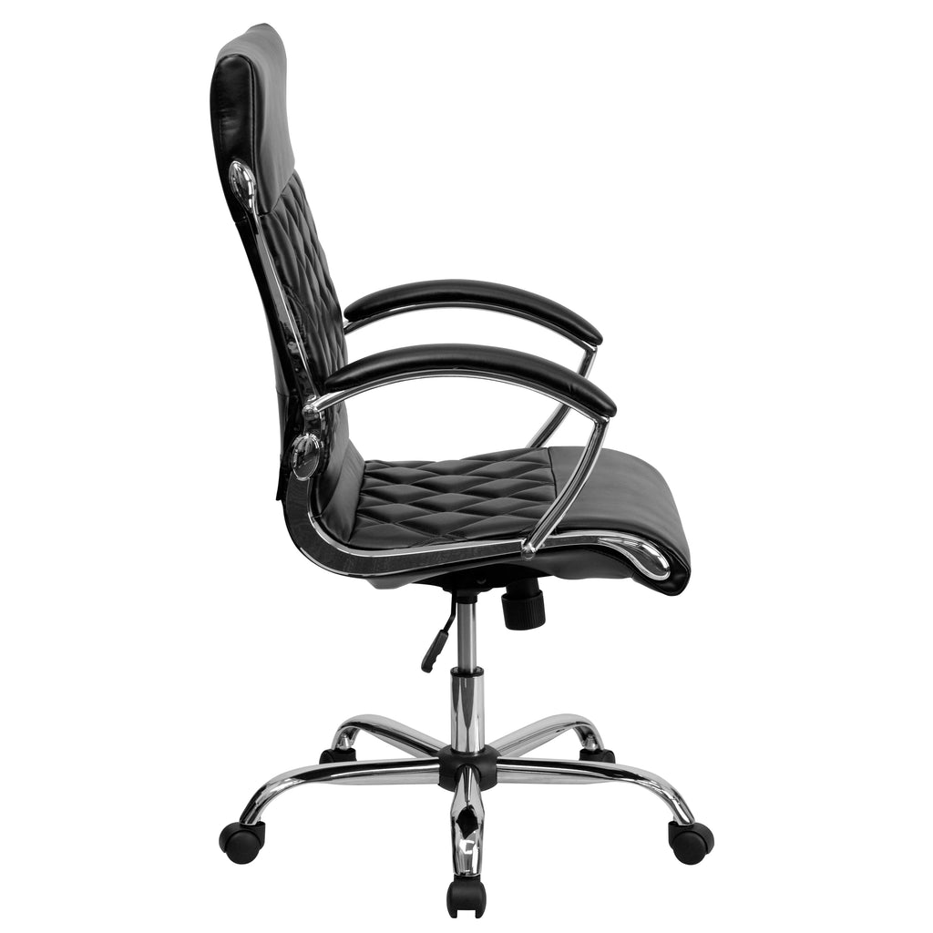 High Back Quilted Black LeatherSoft Executive Swivel Office Chair K62100