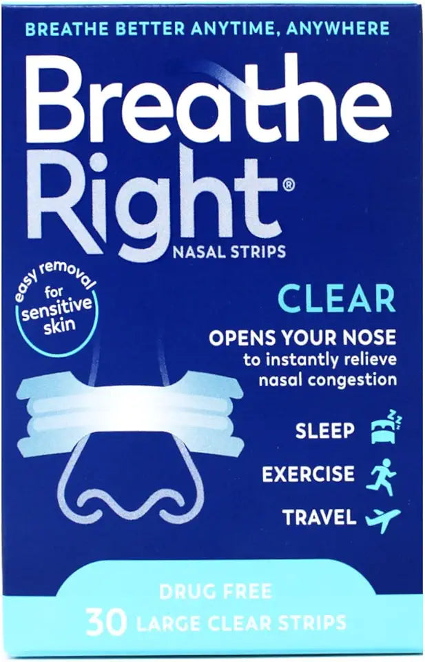 Clear Drug-Free Nasal Strips 30 Count Pack of 2 D272