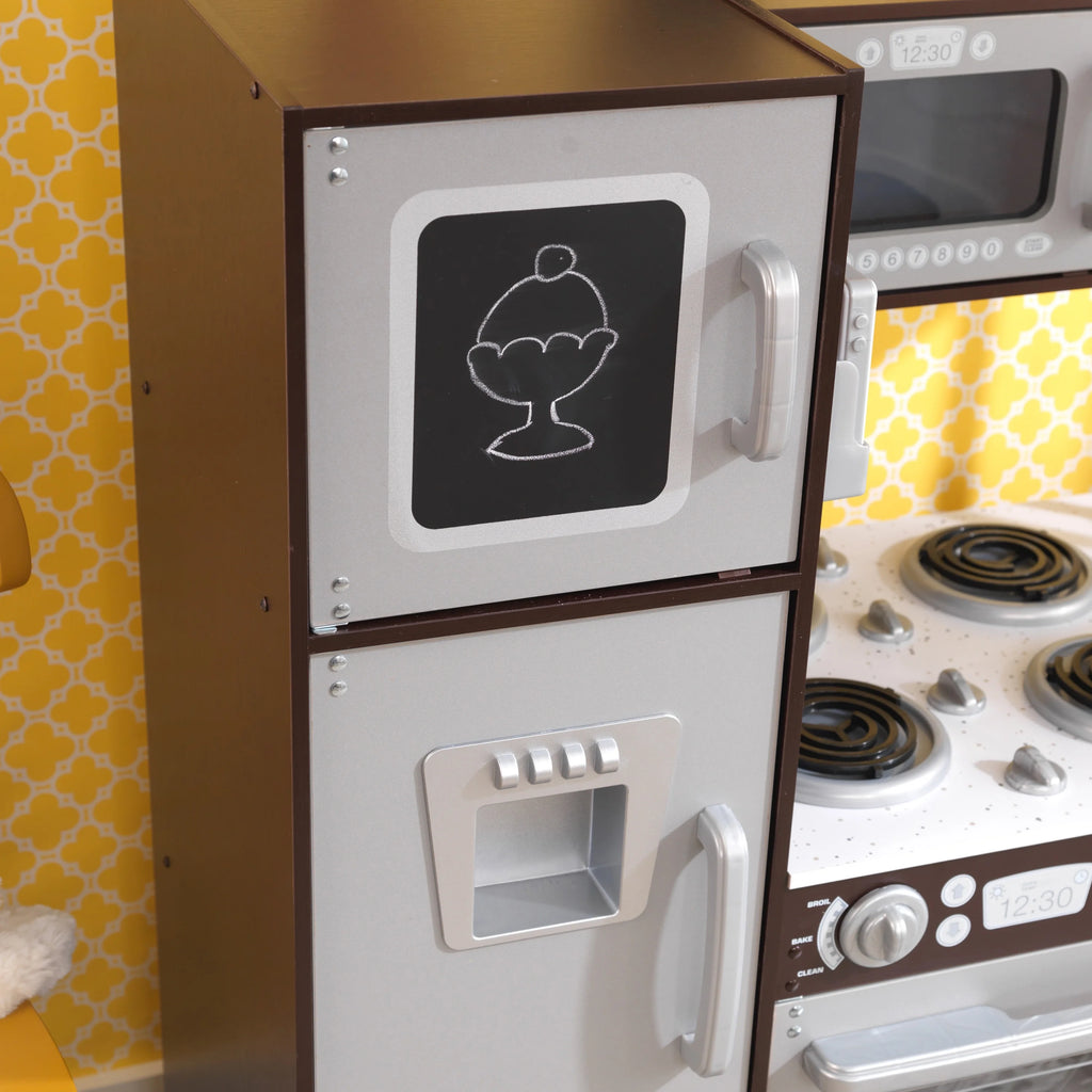 Espresso Wooden Play Kitchen with Chalkboard & Towel Rack M2813
