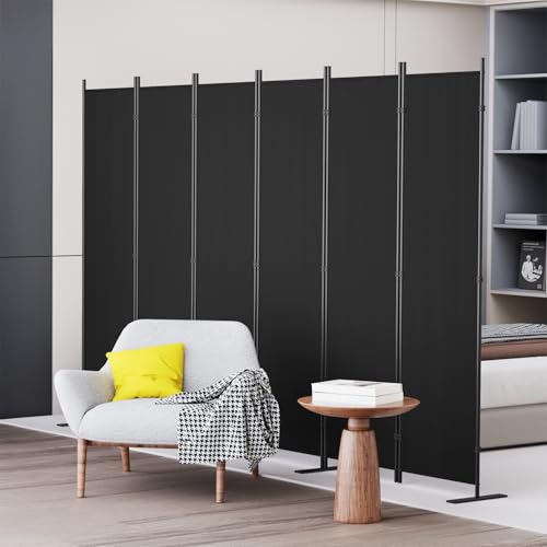 8 Panel 6 Ft Tall Black Folding Room Divider D810458