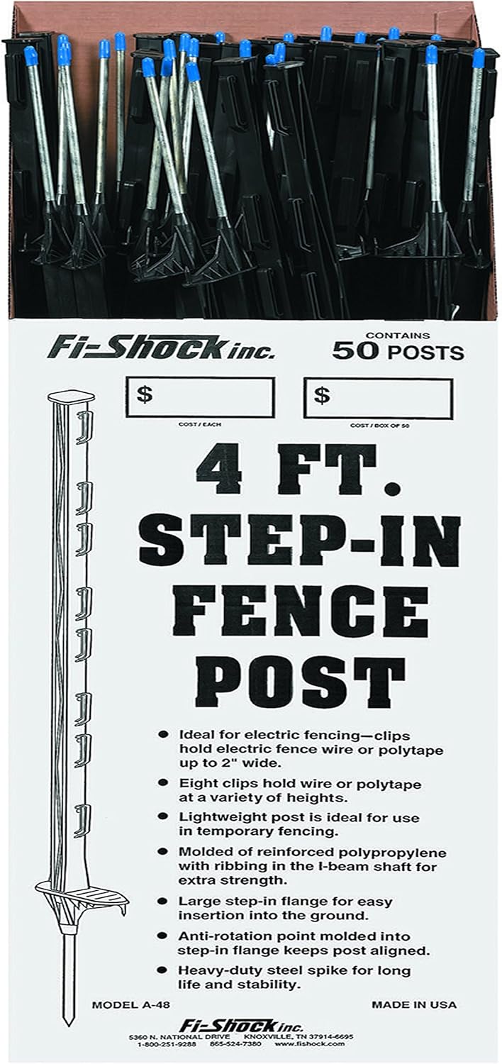 4' Step-In Fence Post, 50 Pack M850405