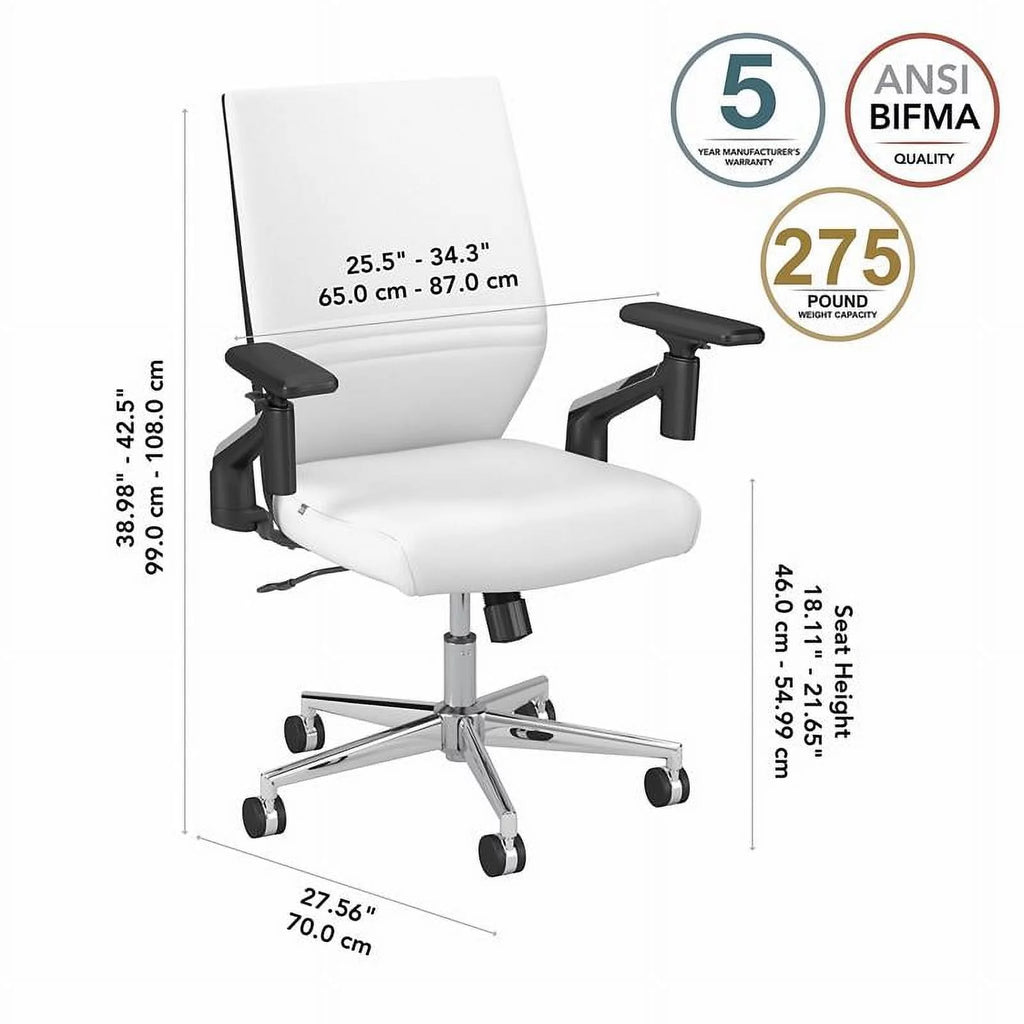 White Faux Leather Office Chair J2225