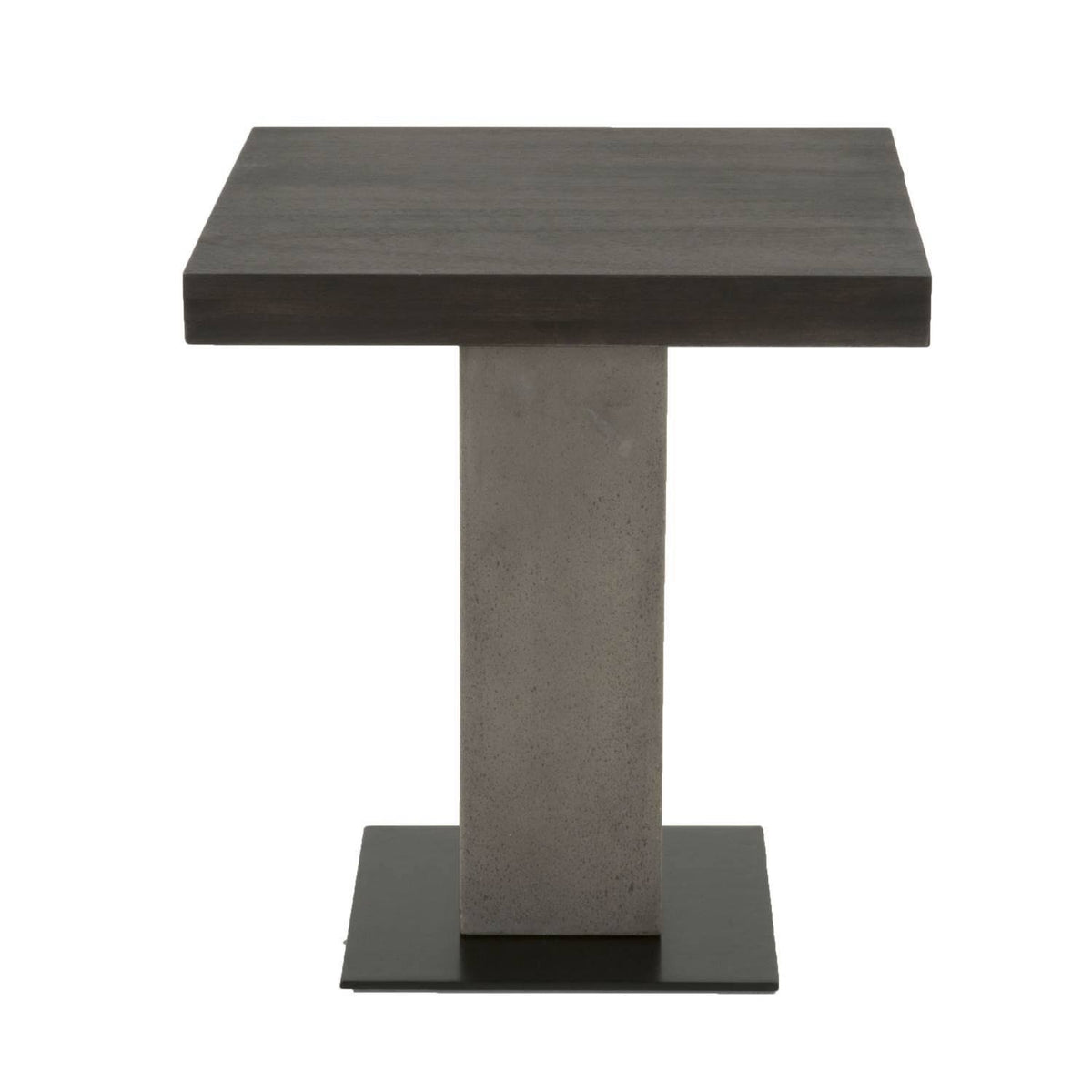 Pedestal Style End Table in Acacia Wood Slate Gray and Espresso Brown Y1107