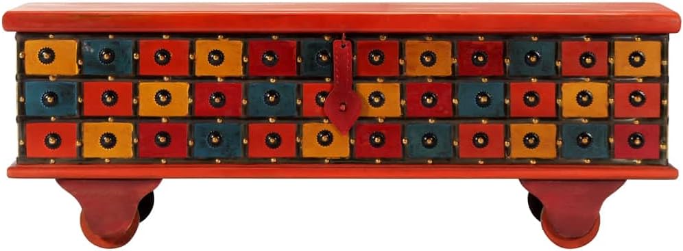 Red Solid Acacia Wood Storage Box C596