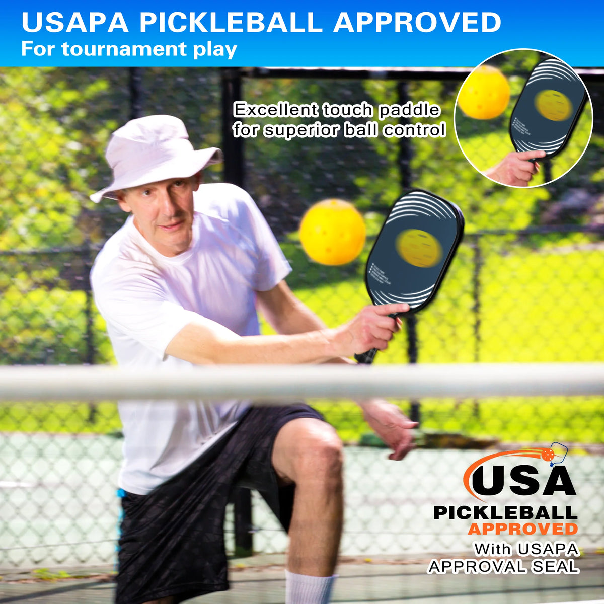 Lightweight Fiberglass Pickleball Paddles Set with 4 Balls X9129