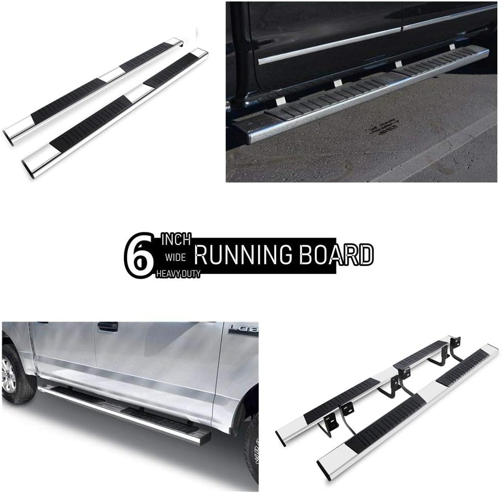 6 Inch Chrome Running Boards Side Step Rails B634