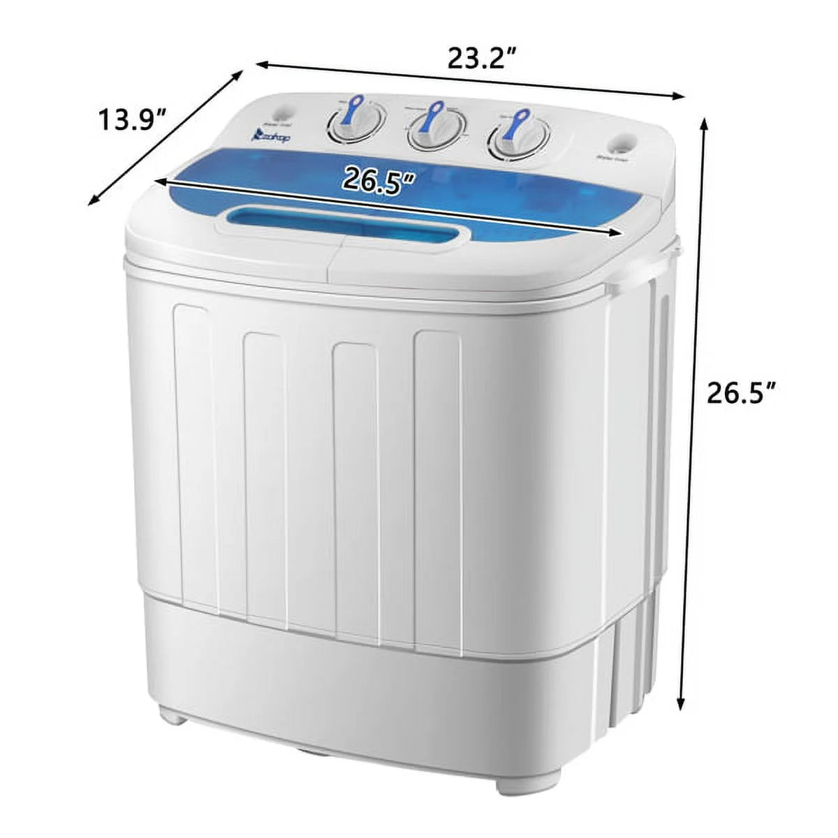 Semi-Automatic Washing Machine 8lbs Compact Laundry Machine with Spinner and Drain Pump S6337