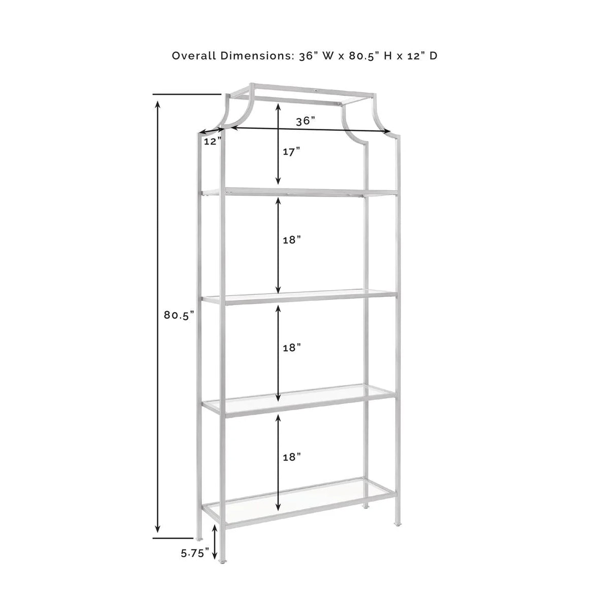 4 Shelf Glass Metal Etagere Bookcase W912