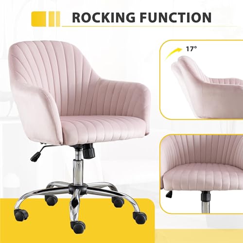 Green Velvet Swivel Rolling Vanity Desk Chair with Back and Wheels J997