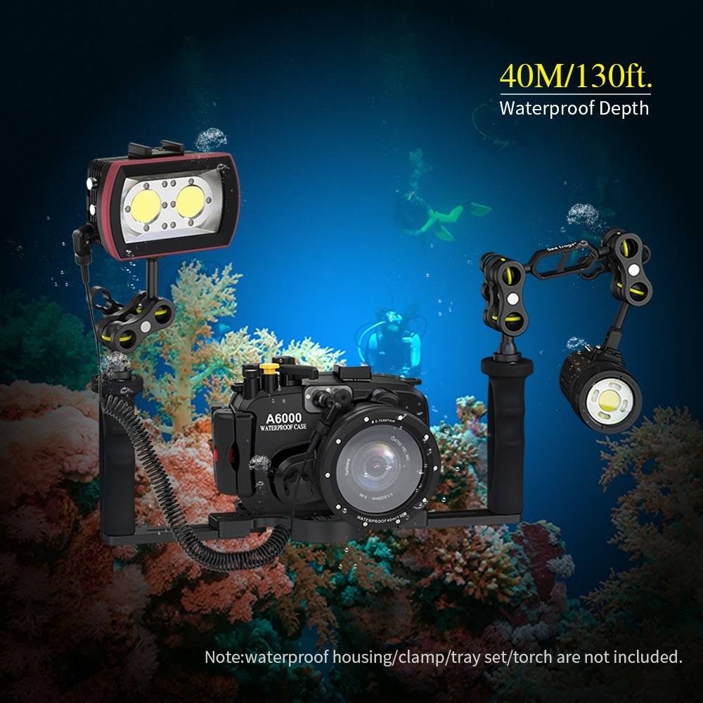 LED Diving Light Underwater Photography Fill-in Lamp 2pcs Aluminum Alloy 40M Waterproof IPX8 White B47524