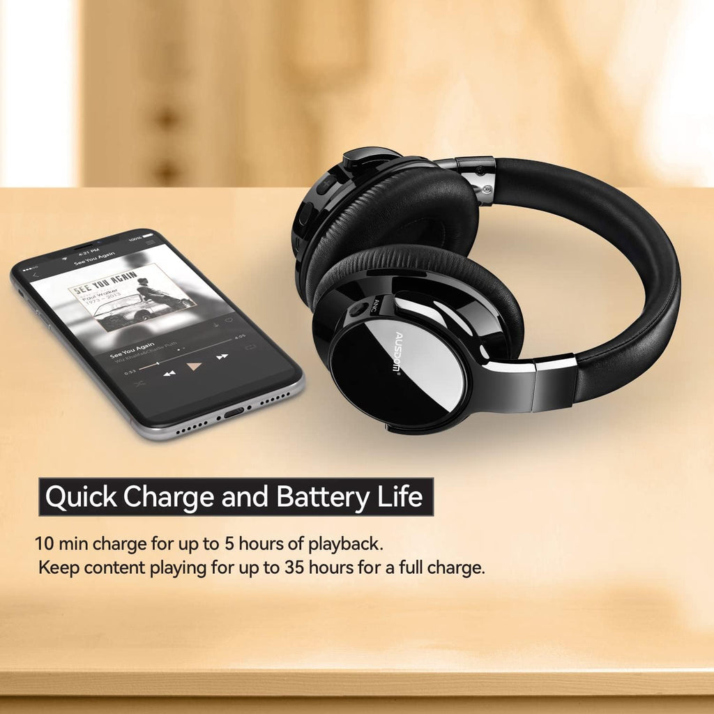 Active Noise Cancelling Wireless Bluetooth Over Ear Headphones with Microphone I55236