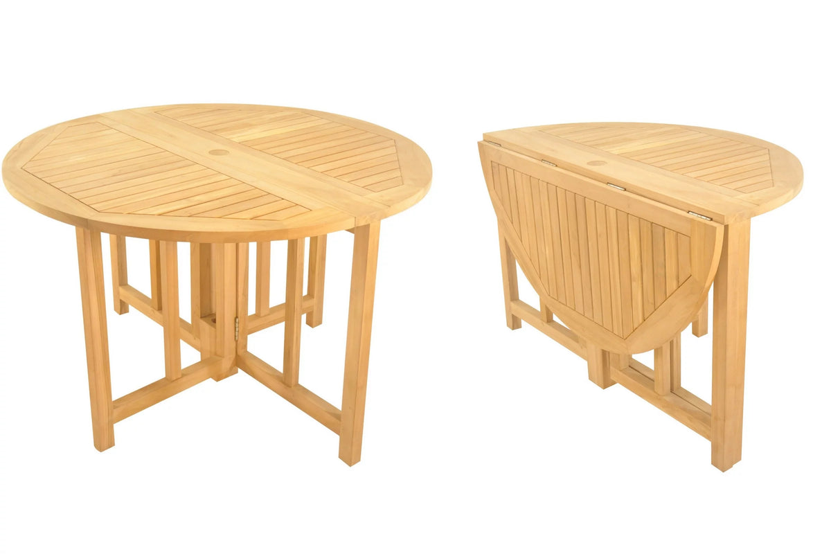 Grade-A Teak 4 Pc Dining Set with 48" Round Butterfly Table and 3 Stacking Arm Chairs Y784