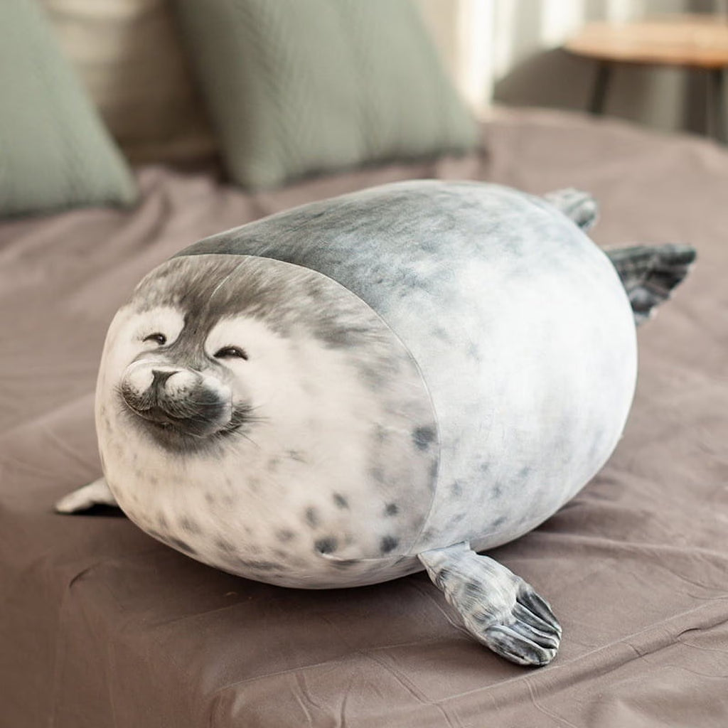 Gray 11.8 inch Plush Seal Pillow M143